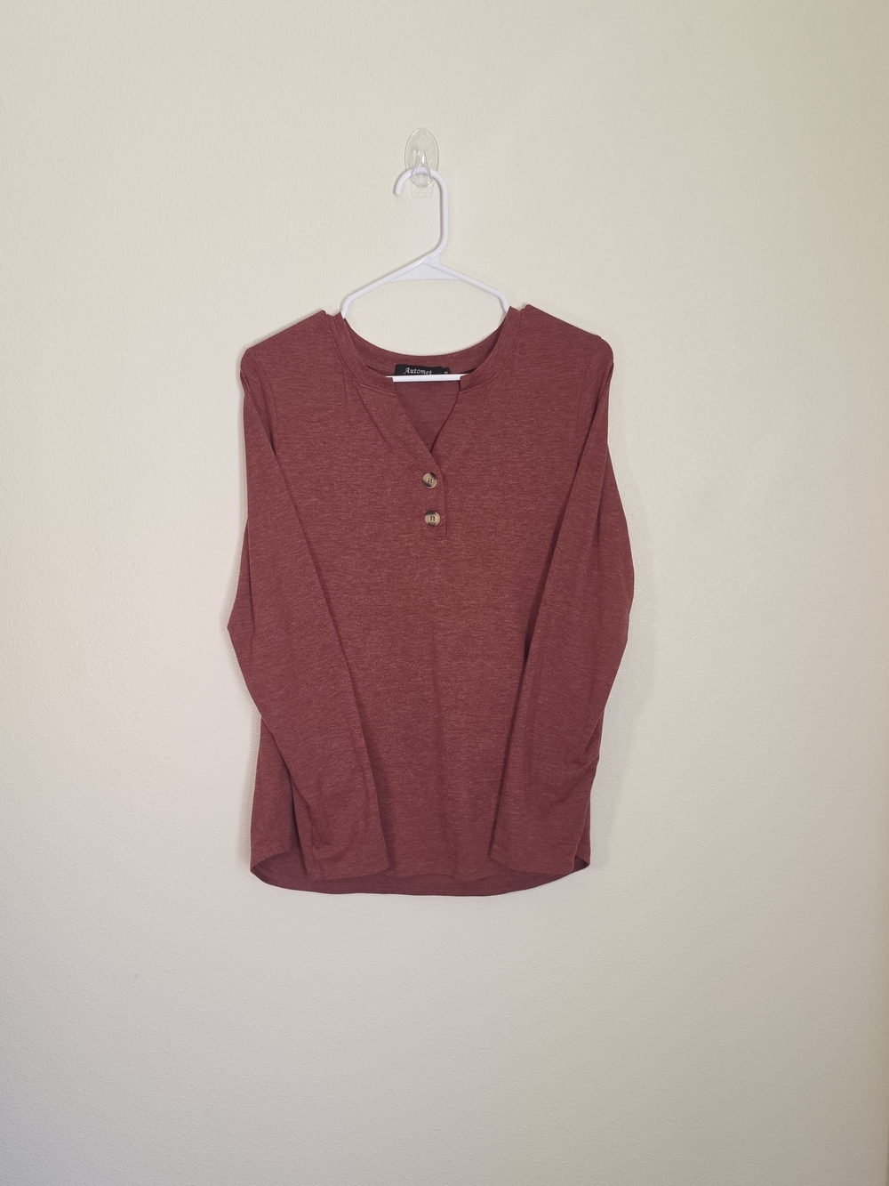 Automet Rust Heather Henley Top Long Sleeve Button Placket Size M